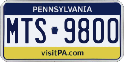 PA license plate MTS9800