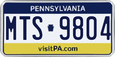PA license plate MTS9804