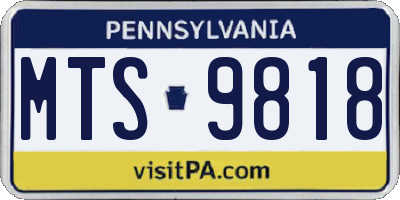 PA license plate MTS9818