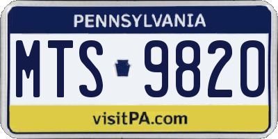 PA license plate MTS9820