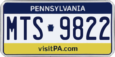 PA license plate MTS9822