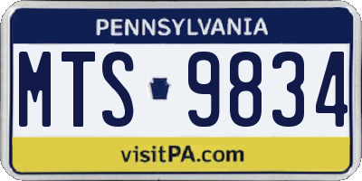 PA license plate MTS9834