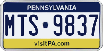 PA license plate MTS9837