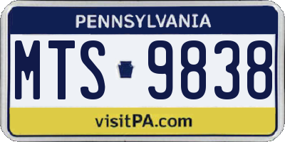 PA license plate MTS9838