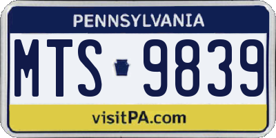 PA license plate MTS9839