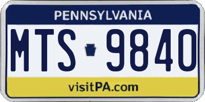 PA license plate MTS9840