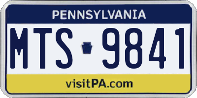 PA license plate MTS9841