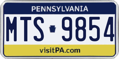 PA license plate MTS9854