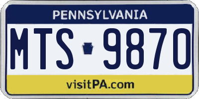 PA license plate MTS9870