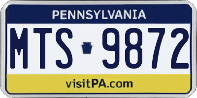 PA license plate MTS9872