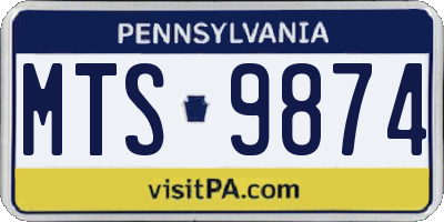 PA license plate MTS9874