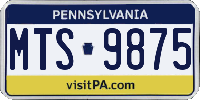PA license plate MTS9875
