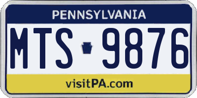 PA license plate MTS9876