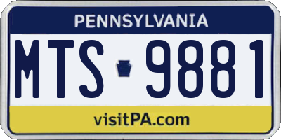 PA license plate MTS9881