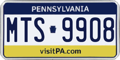 PA license plate MTS9908