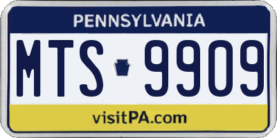 PA license plate MTS9909