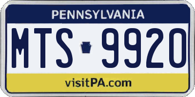 PA license plate MTS9920