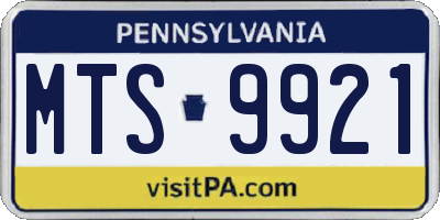 PA license plate MTS9921