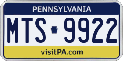 PA license plate MTS9922