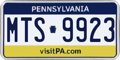 PA license plate MTS9923