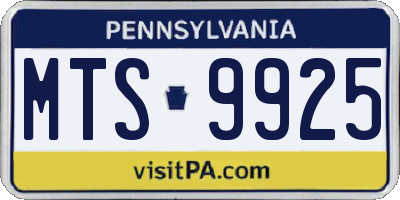 PA license plate MTS9925