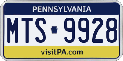 PA license plate MTS9928