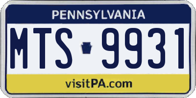 PA license plate MTS9931