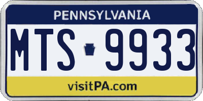 PA license plate MTS9933