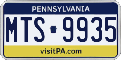 PA license plate MTS9935