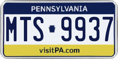 PA license plate MTS9937