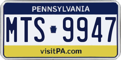 PA license plate MTS9947