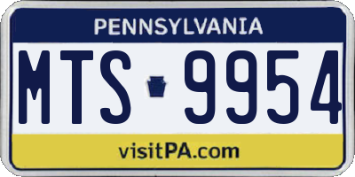 PA license plate MTS9954