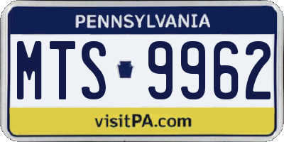 PA license plate MTS9962
