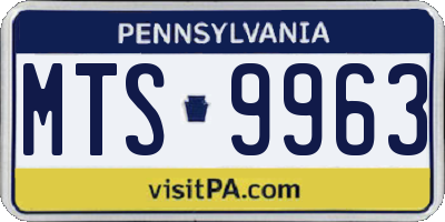 PA license plate MTS9963