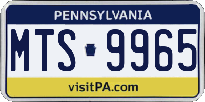 PA license plate MTS9965