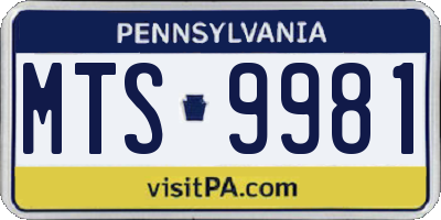 PA license plate MTS9981