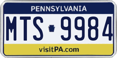 PA license plate MTS9984