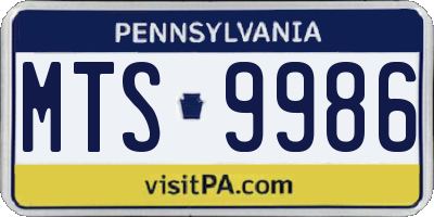 PA license plate MTS9986