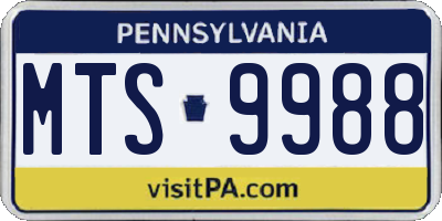 PA license plate MTS9988