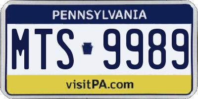 PA license plate MTS9989