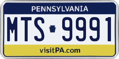 PA license plate MTS9991