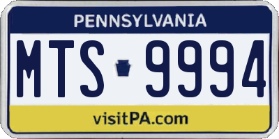 PA license plate MTS9994