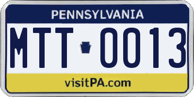 PA license plate MTT0013