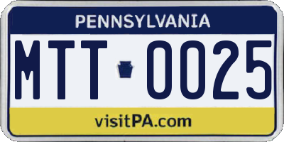 PA license plate MTT0025