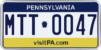 PA license plate MTT0047