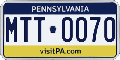 PA license plate MTT0070