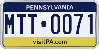 PA license plate MTT0071