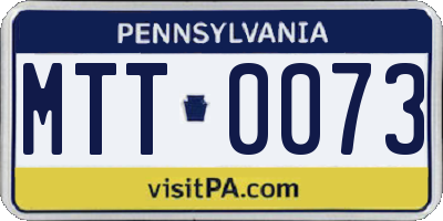 PA license plate MTT0073