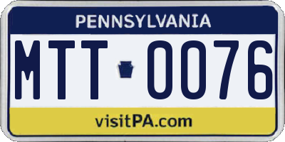 PA license plate MTT0076