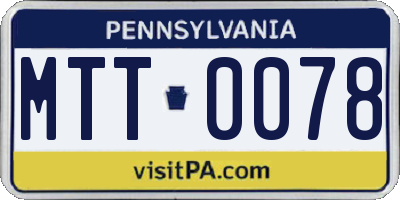 PA license plate MTT0078